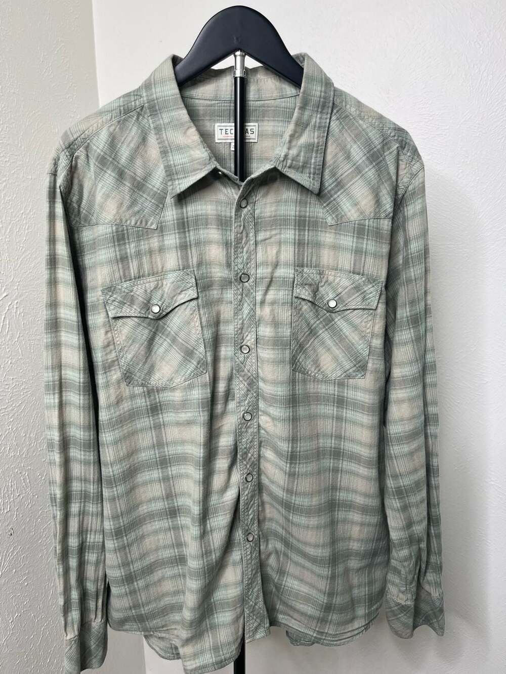 Tecovas Men’s Green Plaid Pearl Snap Western Shirt Cowboy Ranchwear